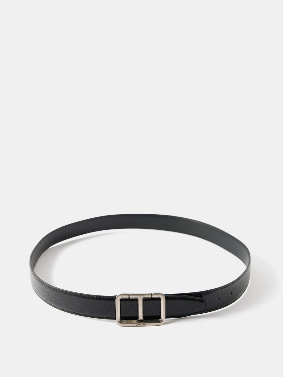 Black T-buckle grained-leather belt | Tom Ford | MATCHES UK
