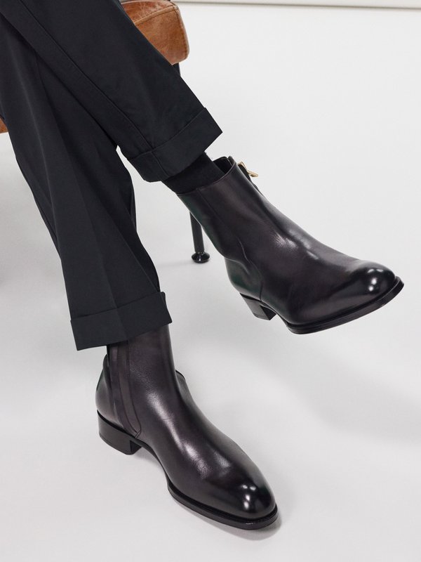 Tom Ford Edgar burnished leather zip boots