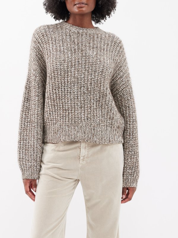 Brown Oversized metallic chunky-knit sweater | Brunello Cucinelli 