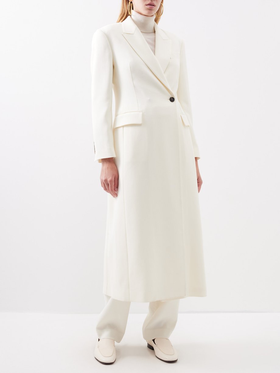 White Single-breasted gabardine coat | Brunello Cucinelli | MATCHES UK