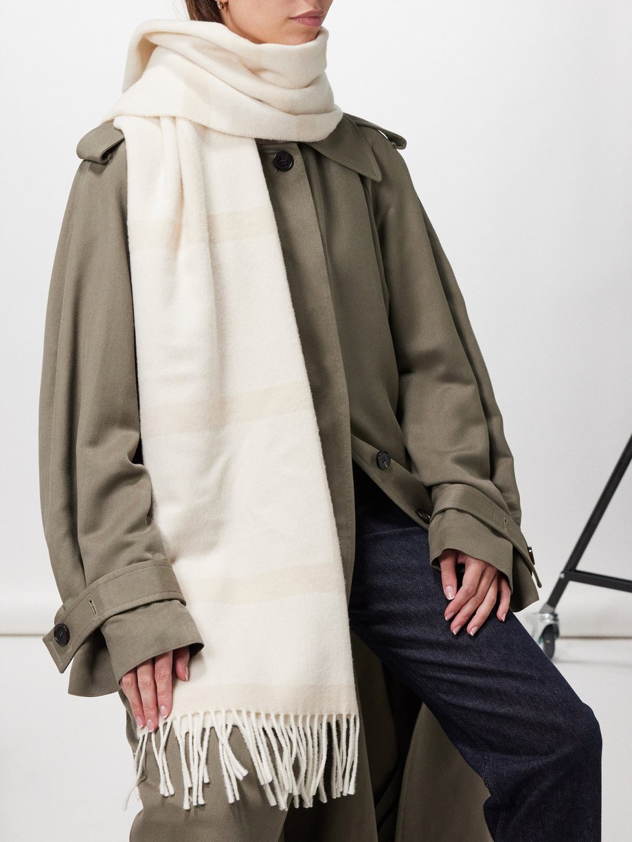 White Monogram-jacquard wool scarf | Toteme | MATCHES UK