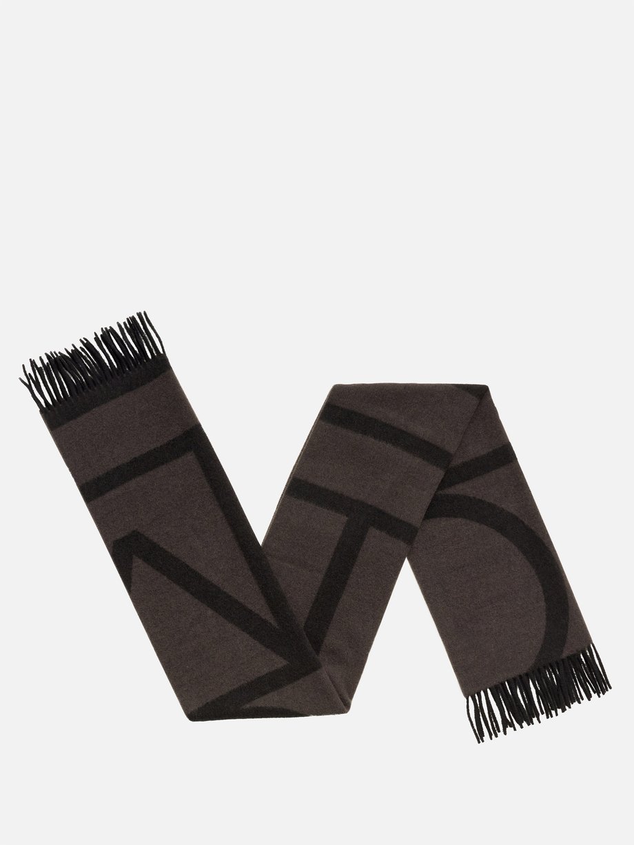 Black Monogram-jacquard wool scarf | Toteme | MATCHES UK