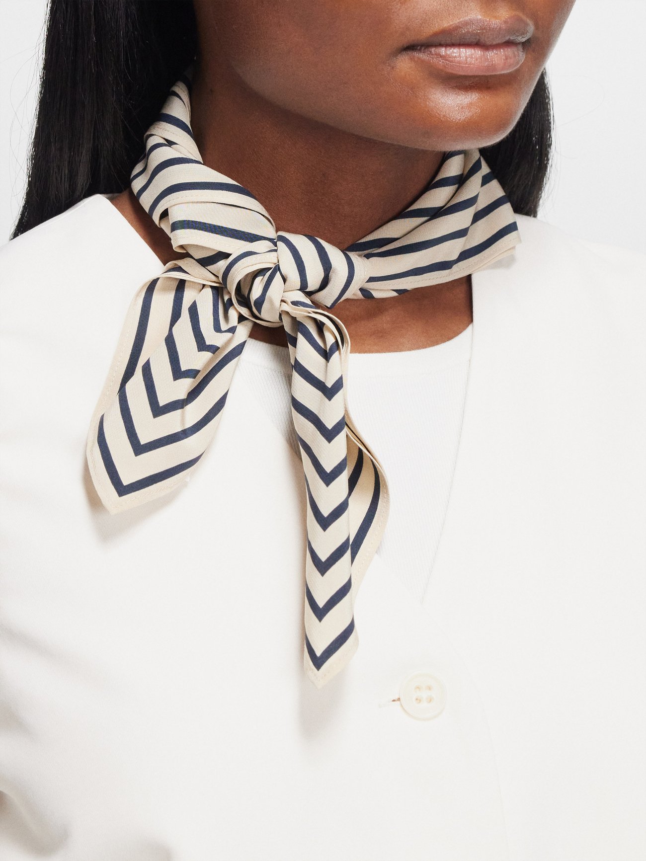 Neutral Monogram-print silk-twill scarf, Toteme