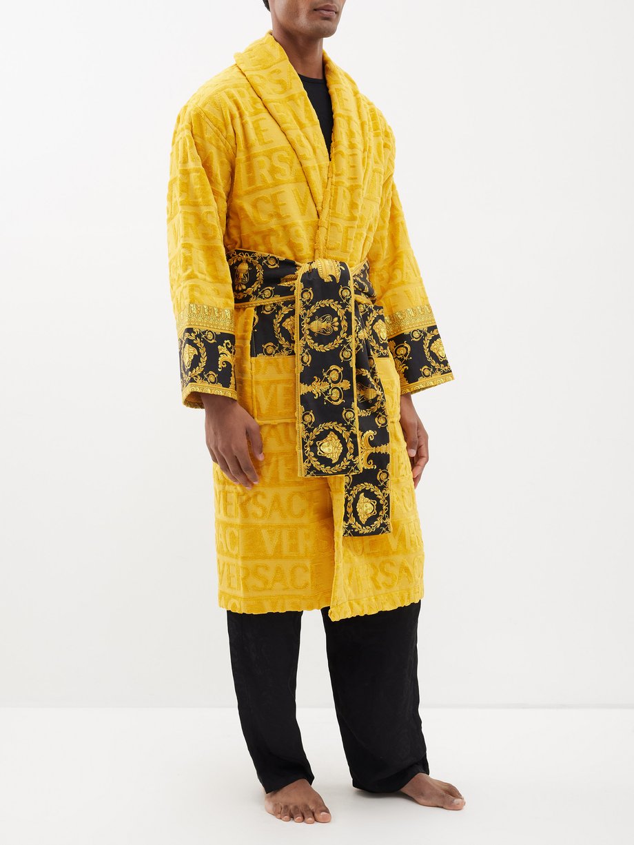 Yellow I Love Baroque cotton-terry bathrobe | Versace | MATCHESFASHION US