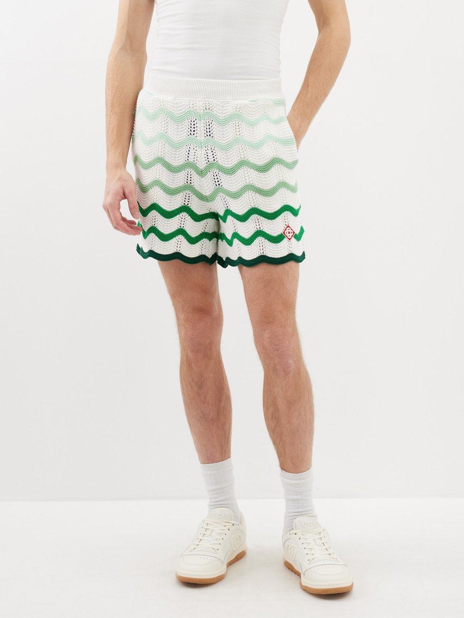 Green Ombréwave cottoncrochet shorts Casablanca MATCHES UK