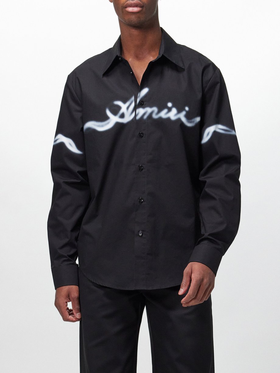 Amiri Smoke-print cotton-poplin shirt