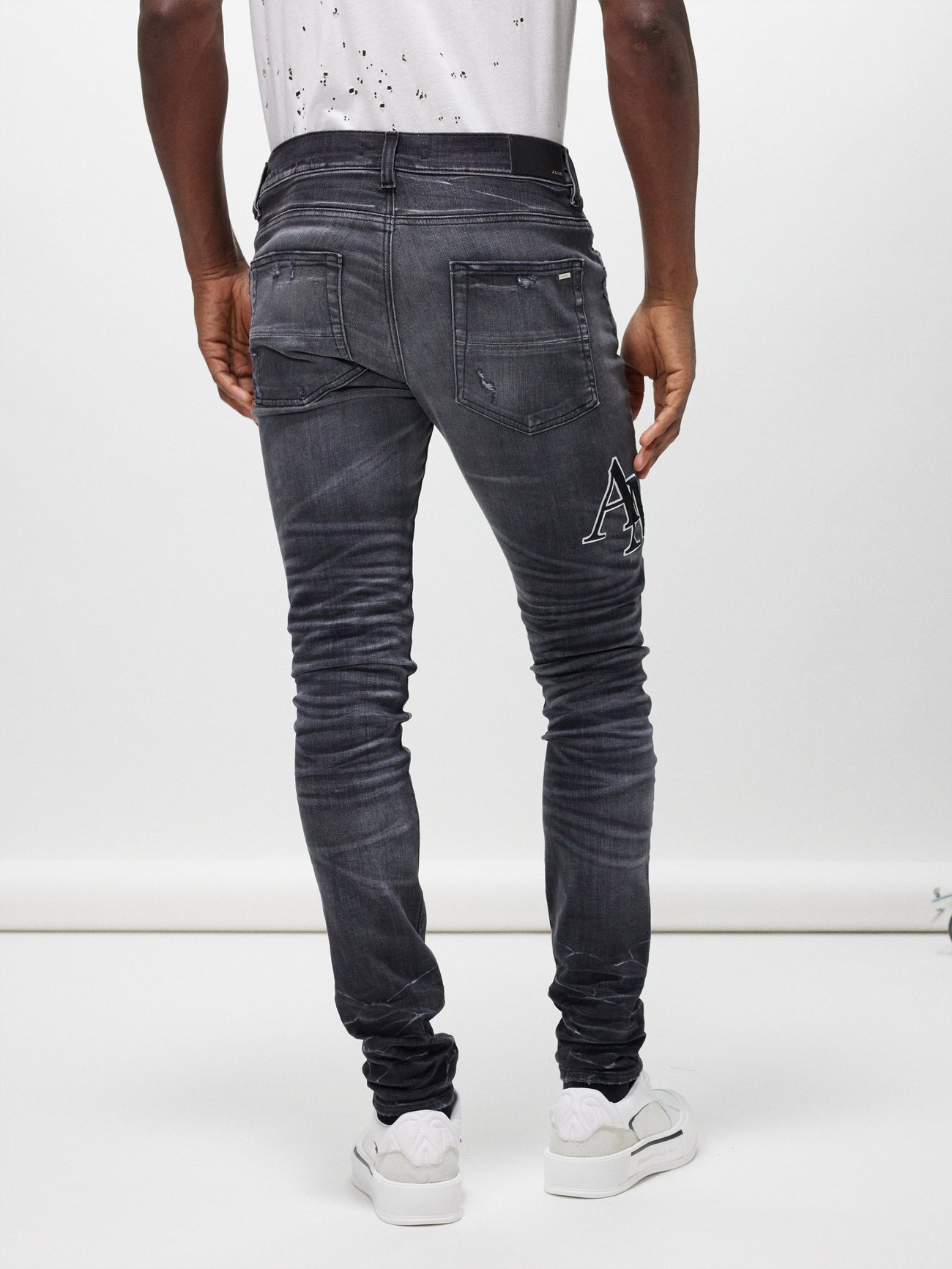 AMIRI, Staggered Logo Distressed Jeans, Men