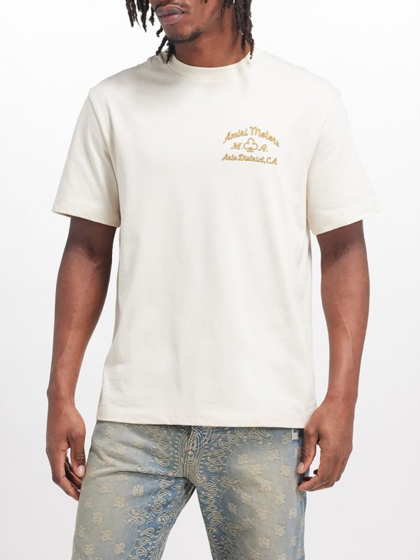 Amiri Motors embroidered cotton-jersey T-shirt