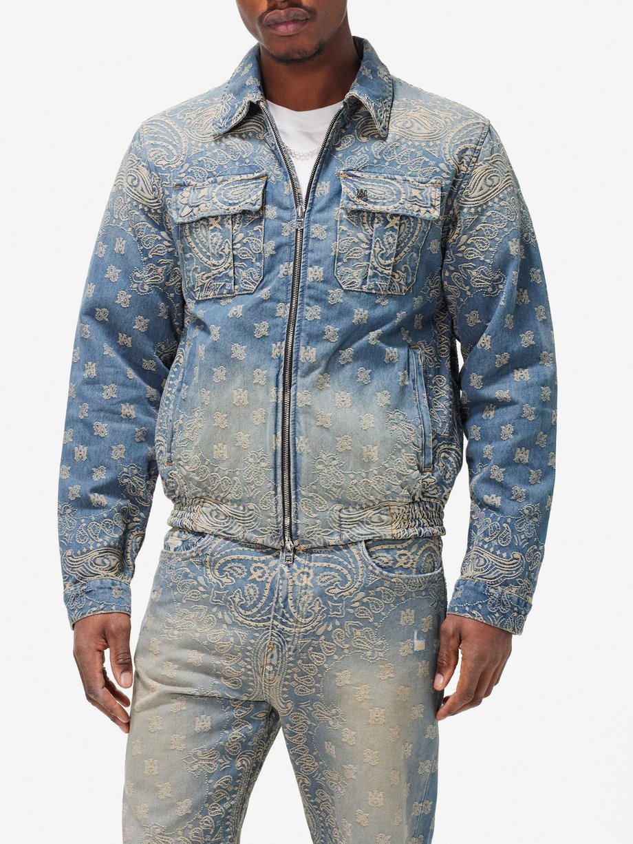 Blue Bandana-jacquard denim jacket, Amiri