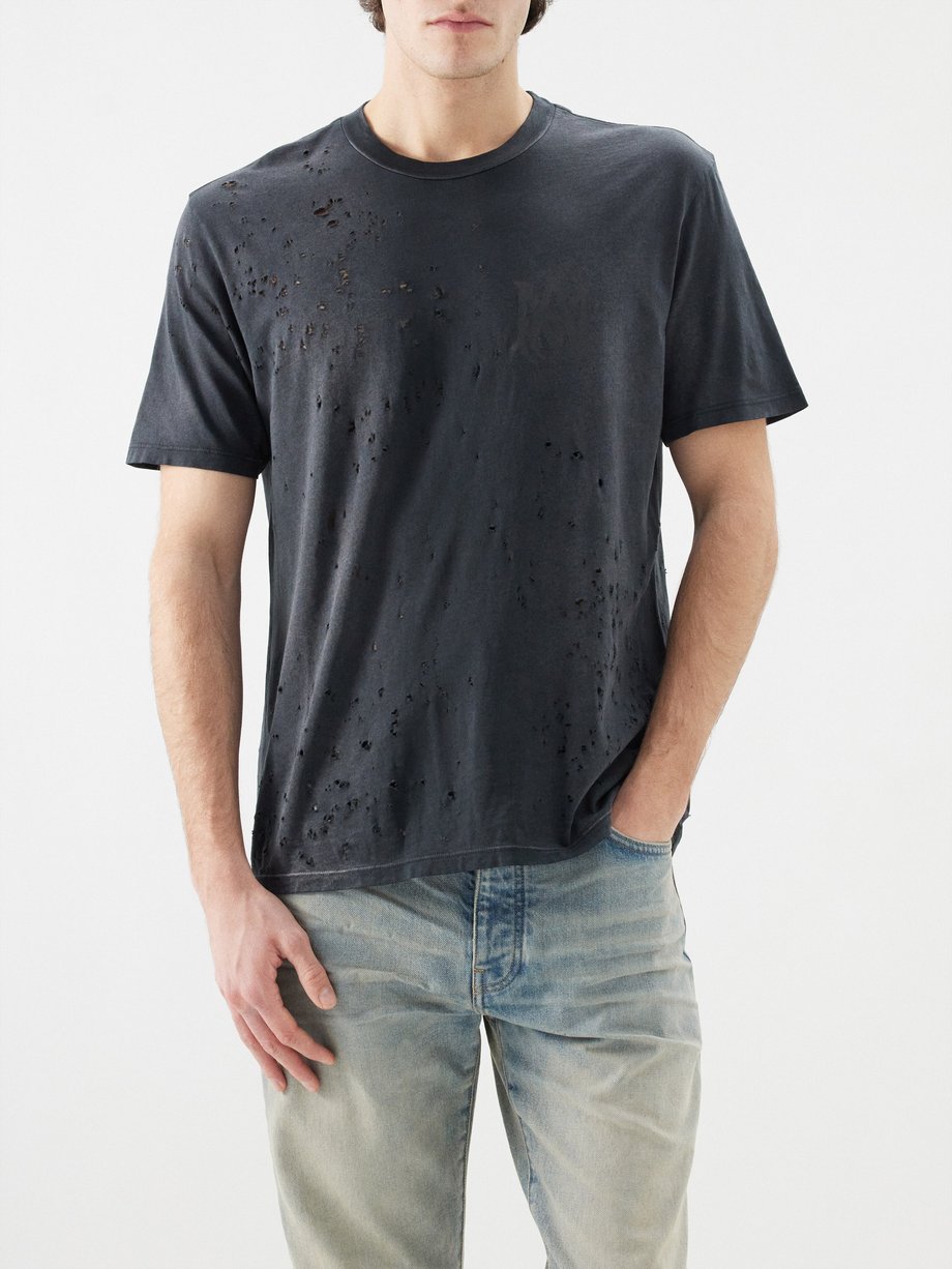 Black Shotgun distressed cotton-jersey T-shirt | Amiri | MATCHES UK