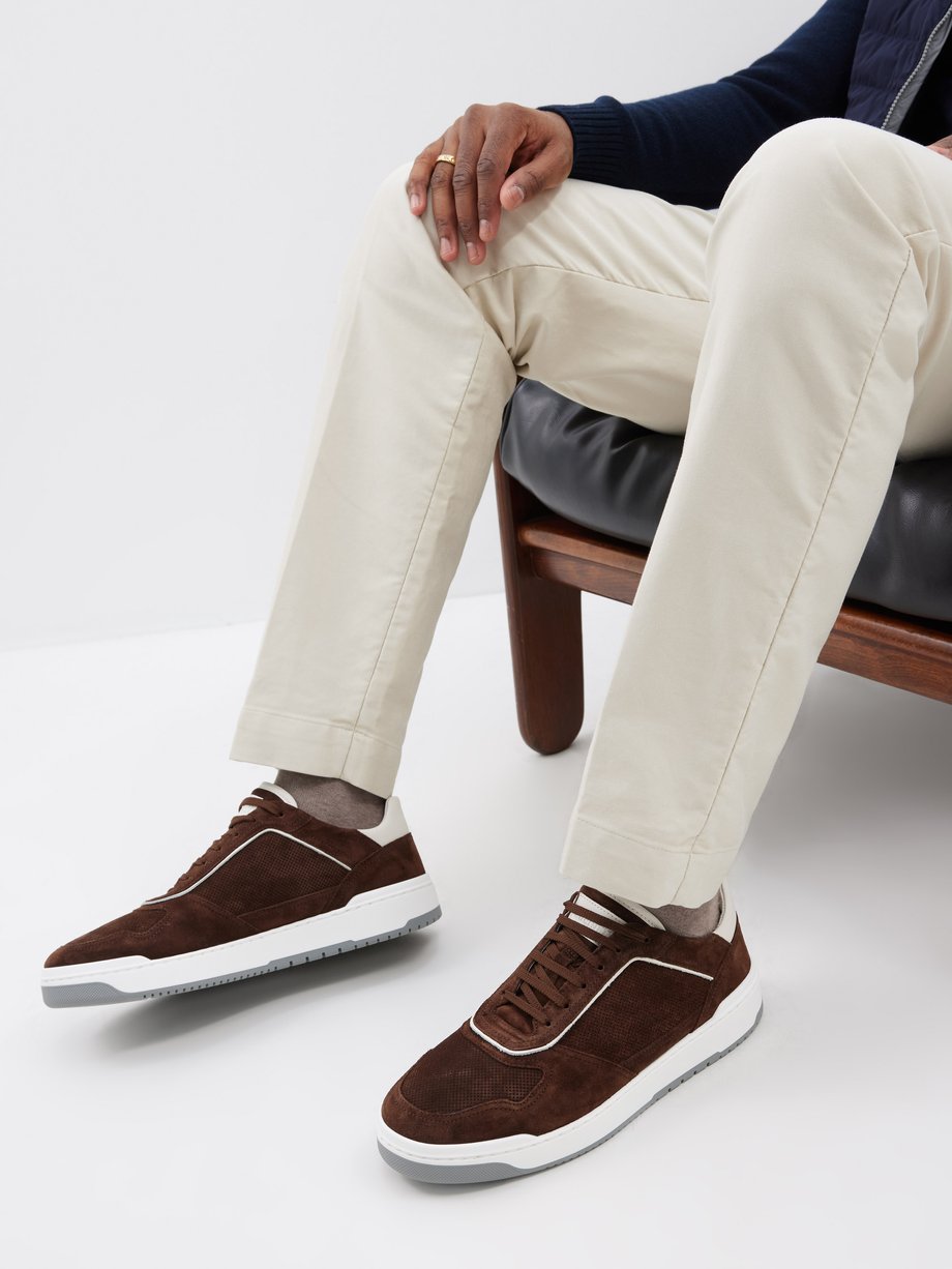 Brunello Cucinelli Panelled perforated-suede trainers