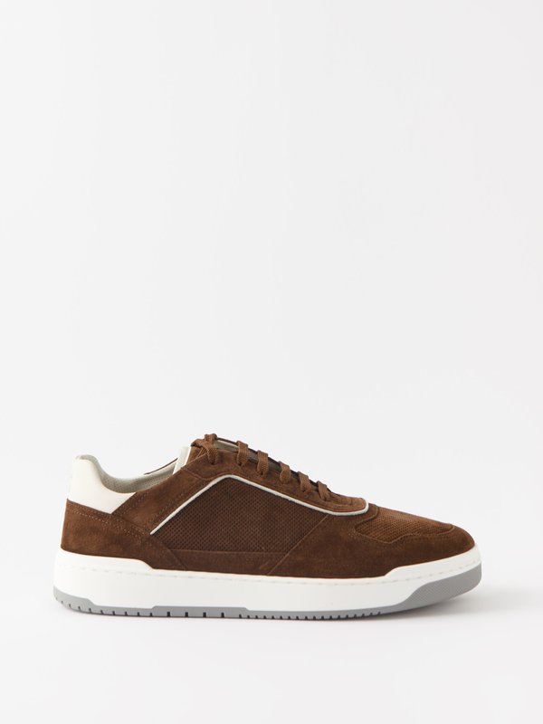 Brunello Cucinelli Panelled perforated-suede trainers