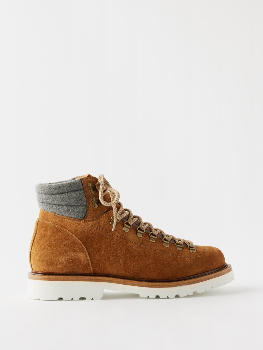 Tan Suede hiking boots | Brunello Cucinelli | MATCHES UK