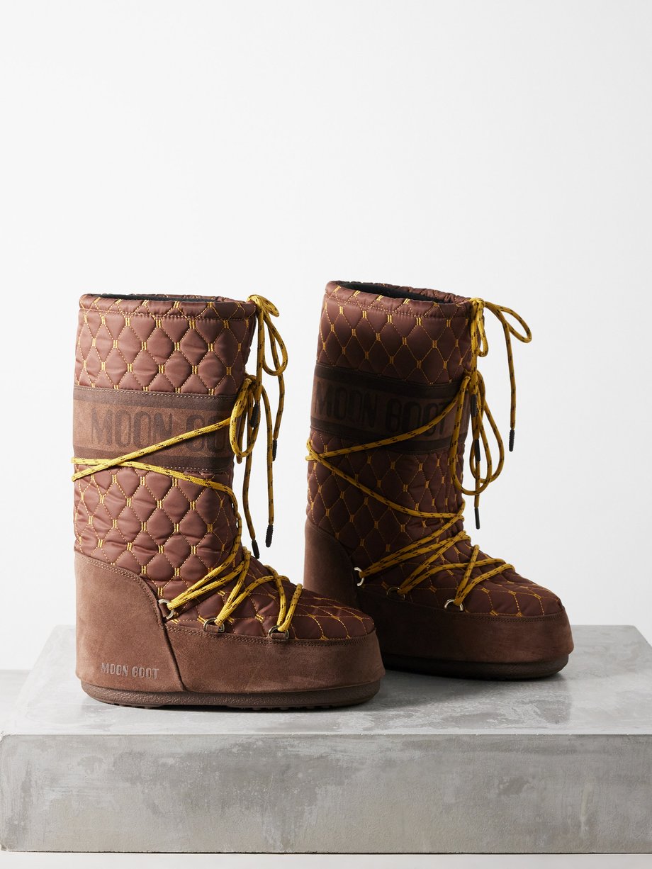 Moon Boot Icon suede and quilted-nylon snow boots