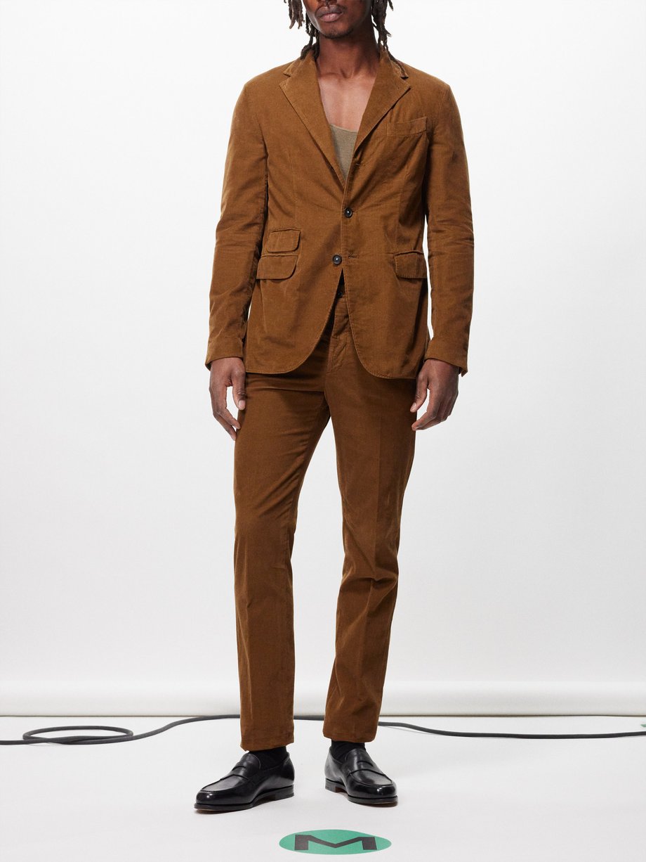 Sloop cotton-corduroy single-breasted suit Marron Massimo Alba ...