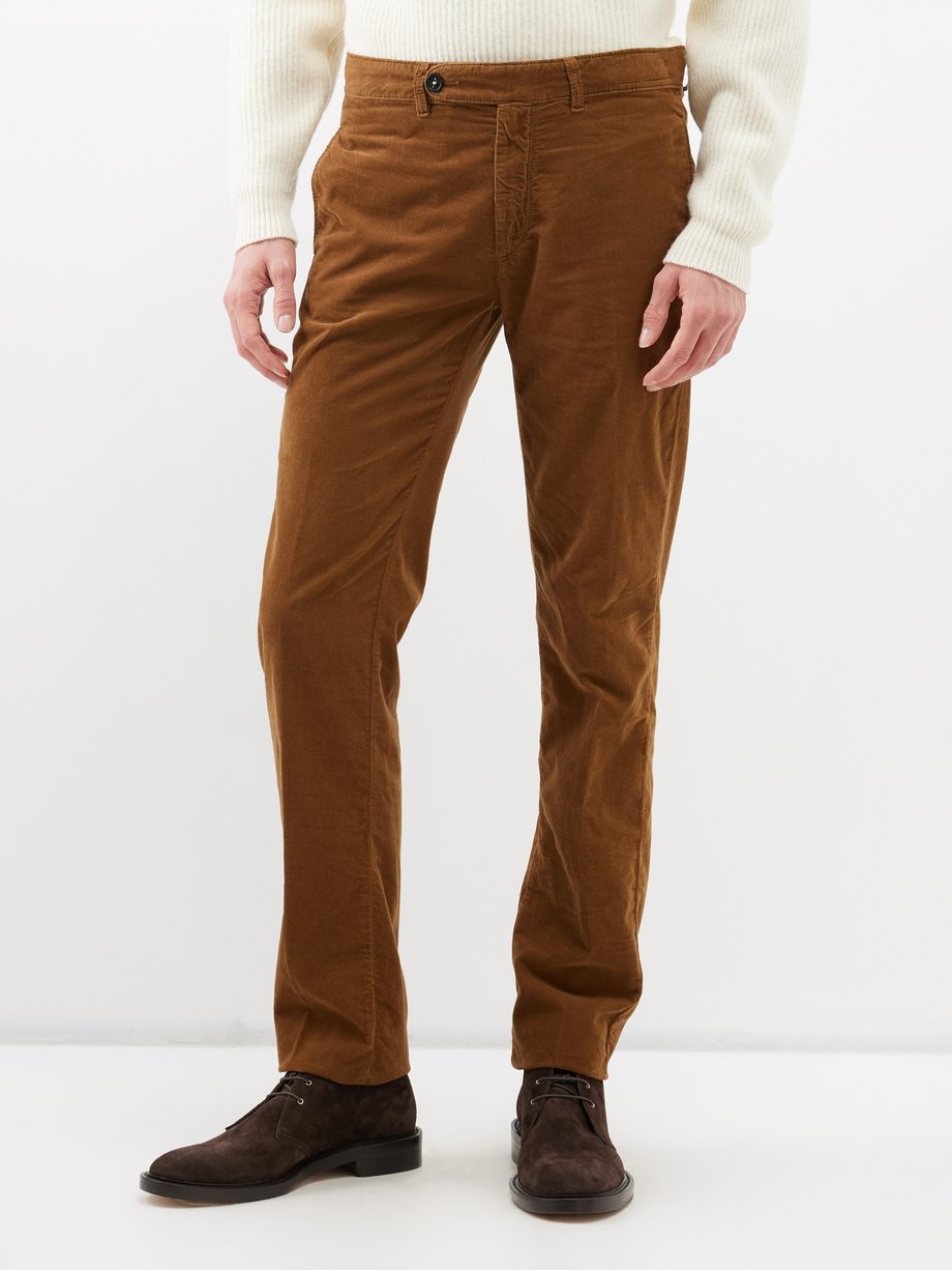Brown Winch cotton-corduroy slim-leg trousers | Massimo Alba ...