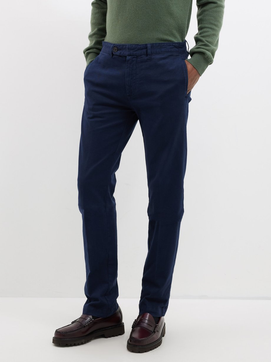 Navy Winch cotton-blend gabardine trousers | Massimo Alba | MATCHES UK