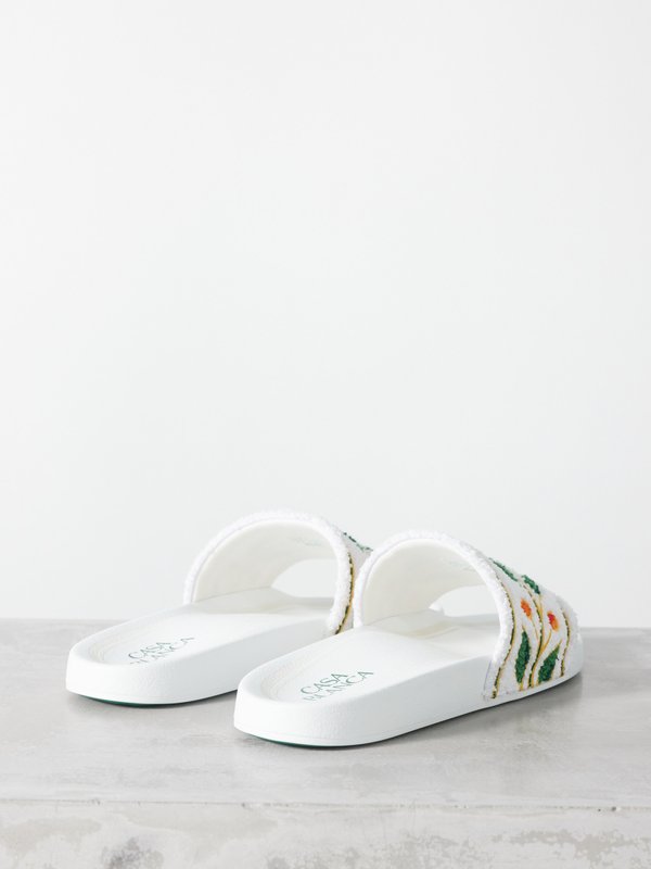 Casablanca Logo-embroidered terry and rubber slides