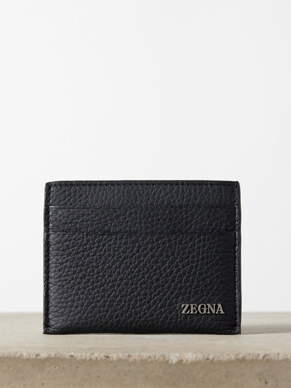 ZEGNA Logo-plaque grained-leather cardholder