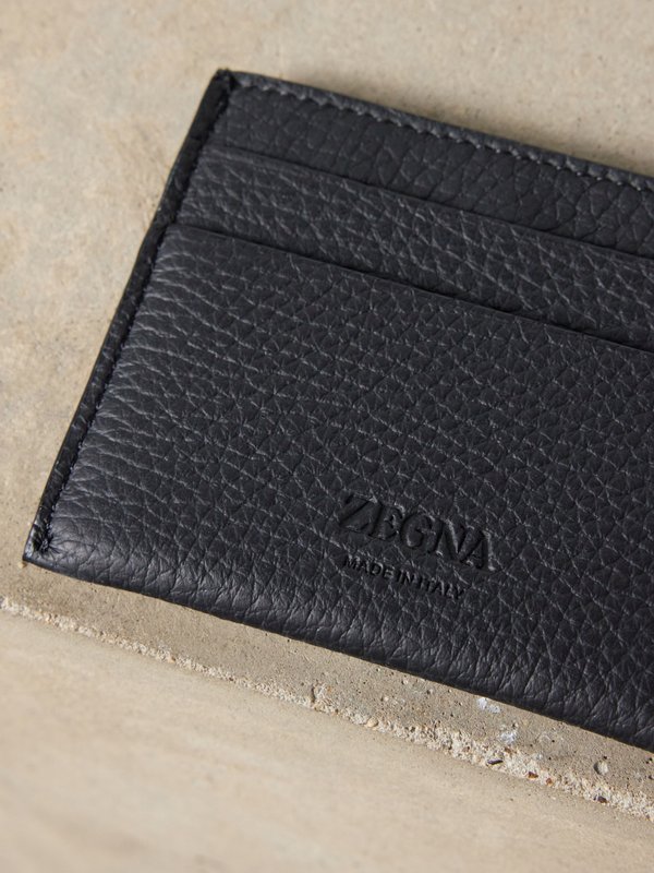 ZEGNA Logo-plaque grained-leather cardholder