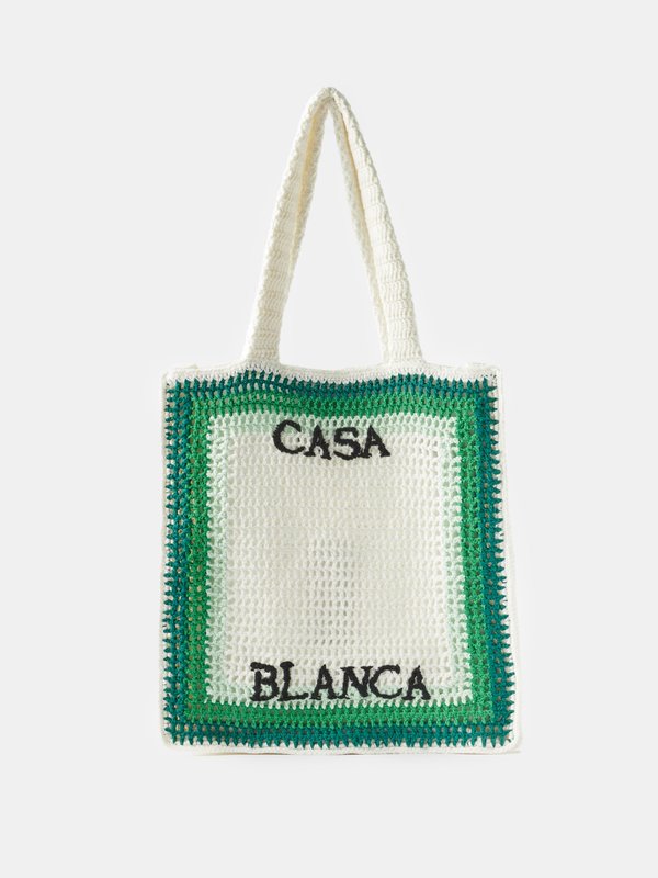 Casablanca Logo-embroidered crochet-knit tote bag