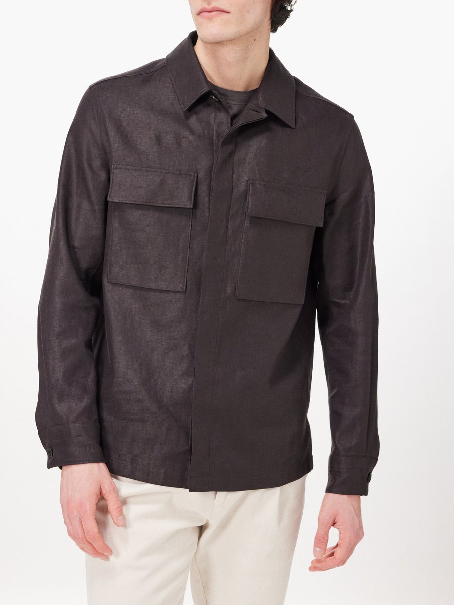 Brown Oasi linen overshirt | ZEGNA | MATCHES UK