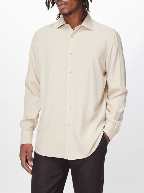 ZEGNA Garment-dyed silk-twill shirt