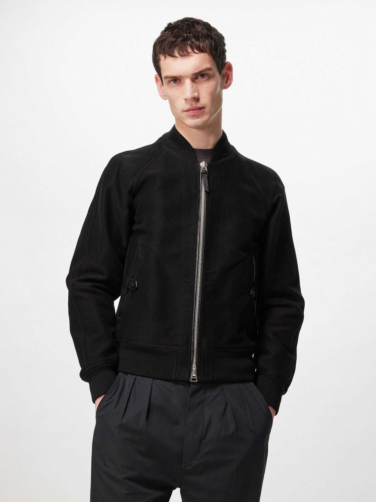 Black Cotton-moleskin bomber jacket | Tom Ford | MATCHES UK