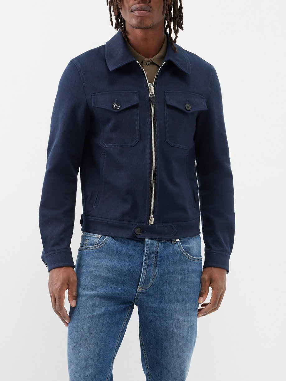 Navy Chest pocket cotton-blend twill jacket | Tom Ford | MATCHES UK