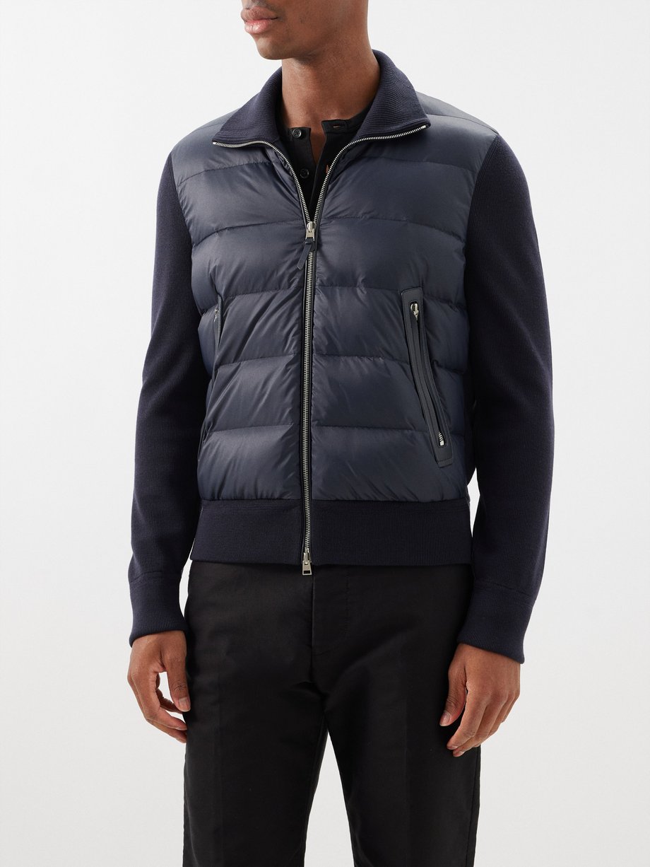 Navy Quilted-front wool-blend jacket | Tom Ford | MATCHES UK