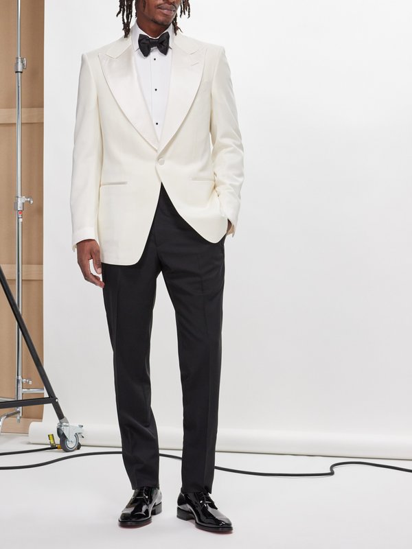 Tom Ford Atticus Prince Of Wales-check Wool Suit Trousers In Black White |  ModeSens