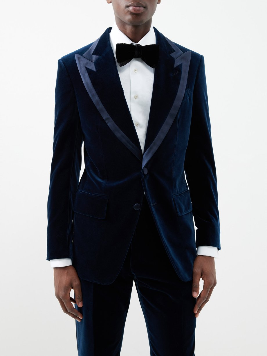 Navy Atticus double-breasted cotton-velvet suit jacket | Tom Ford ...