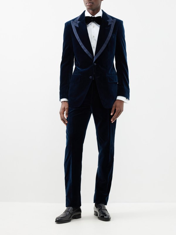 Navy Atticus cotton-velvet suit trousers | Tom Ford | MATCHES UK