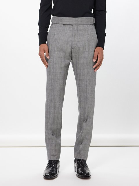 Black Atticus Prince of Wales-check wool suit trousers | Tom Ford | MATCHES  UK