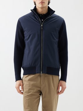 Dunhill Knitted-sleeve bomber jacket