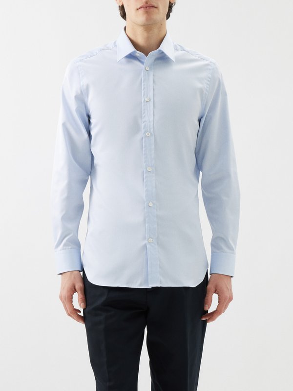 Dunhill Point-collar cotton-twill shirt