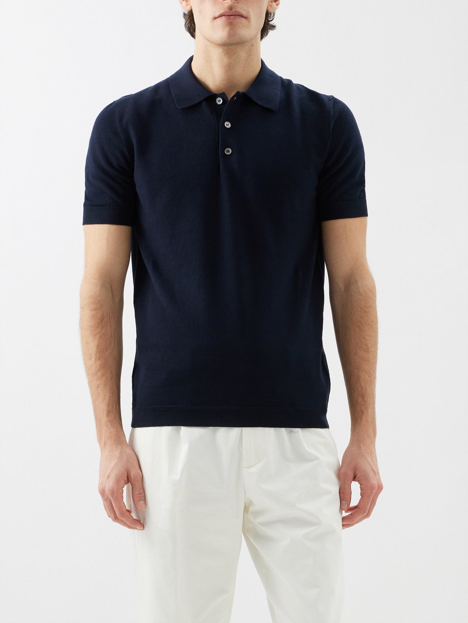 Dunhill Textured cotton polo shirt