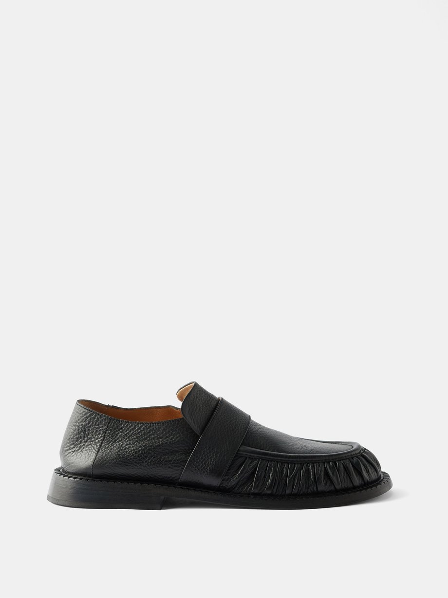 Black Alluce gathered grained-leather loafers | Marsèll | MATCHES UK
