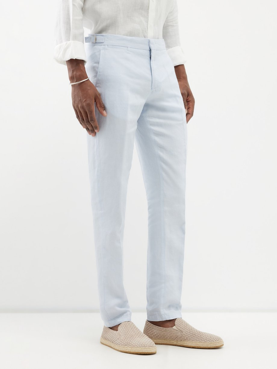 Signature Slim Taper Linen Trousers - Blue - Ben Sherman
