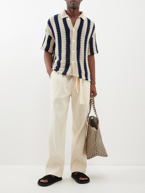 Orlebar Brown Thomas striped crocheted organic-cotton shirt