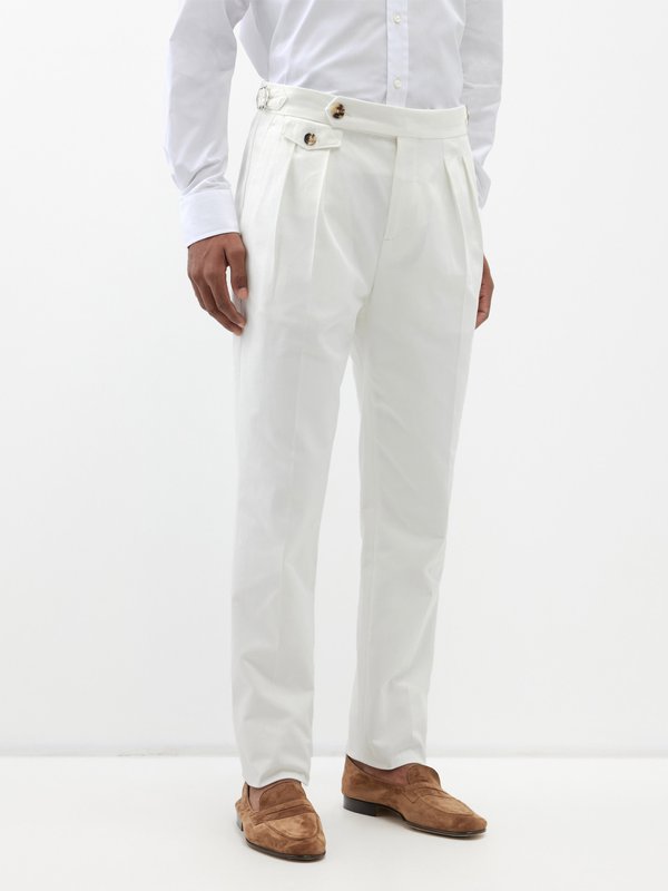 BRUNELLO CUCINELLI Straight-Leg Pleated Cotton-Twill Trousers for Men