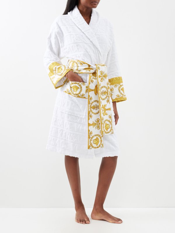 Versace I Love Baroque logo-jacquard cotton-terry bathrobe