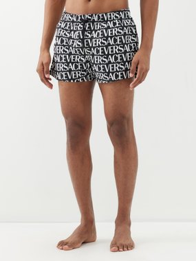 Versace Logo-pattern swim shorts