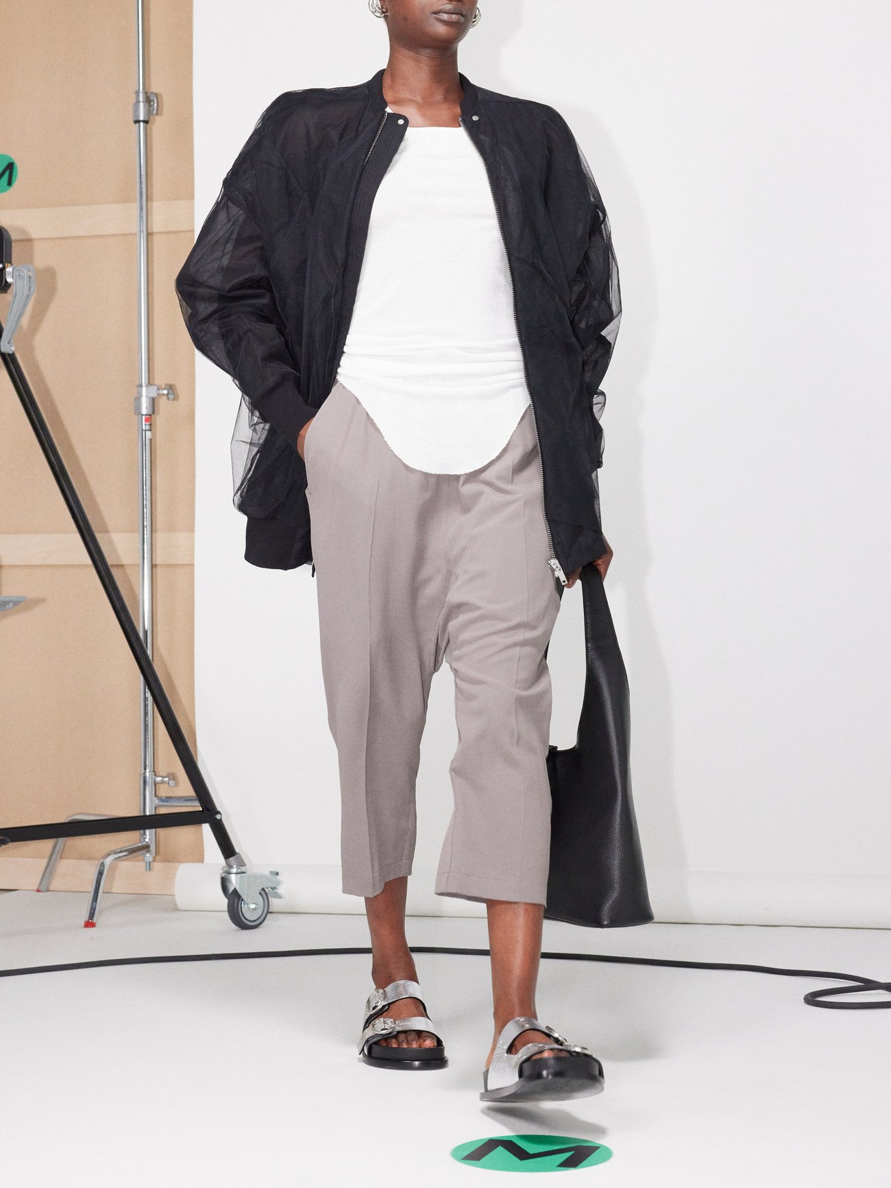 Black Jumbo Ripple Flight tulle bomber jacket | Rick Owens