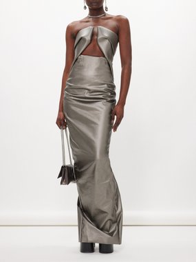 Rick Owens Strapless coated-denim gown