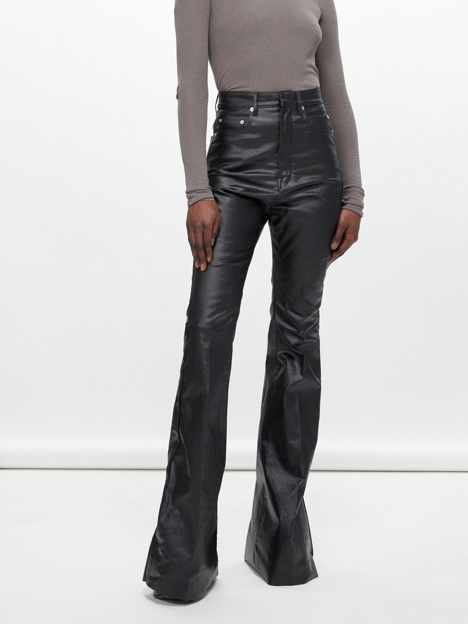 Black Bolan coated-cotton bootcut trousers, Rick Owens
