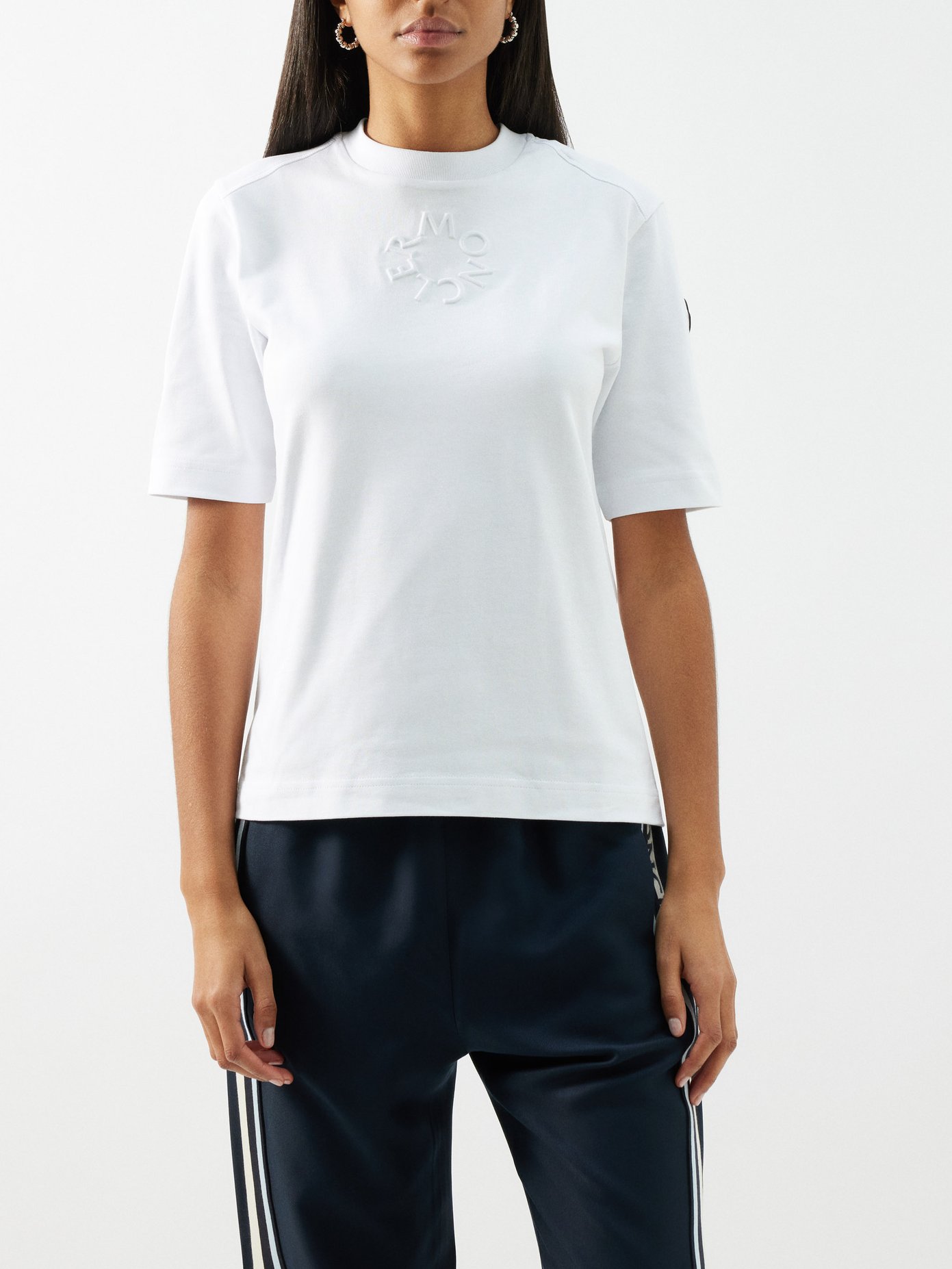 몽클레어 Moncler Raised-logo cotton-jersey T-shirt,White