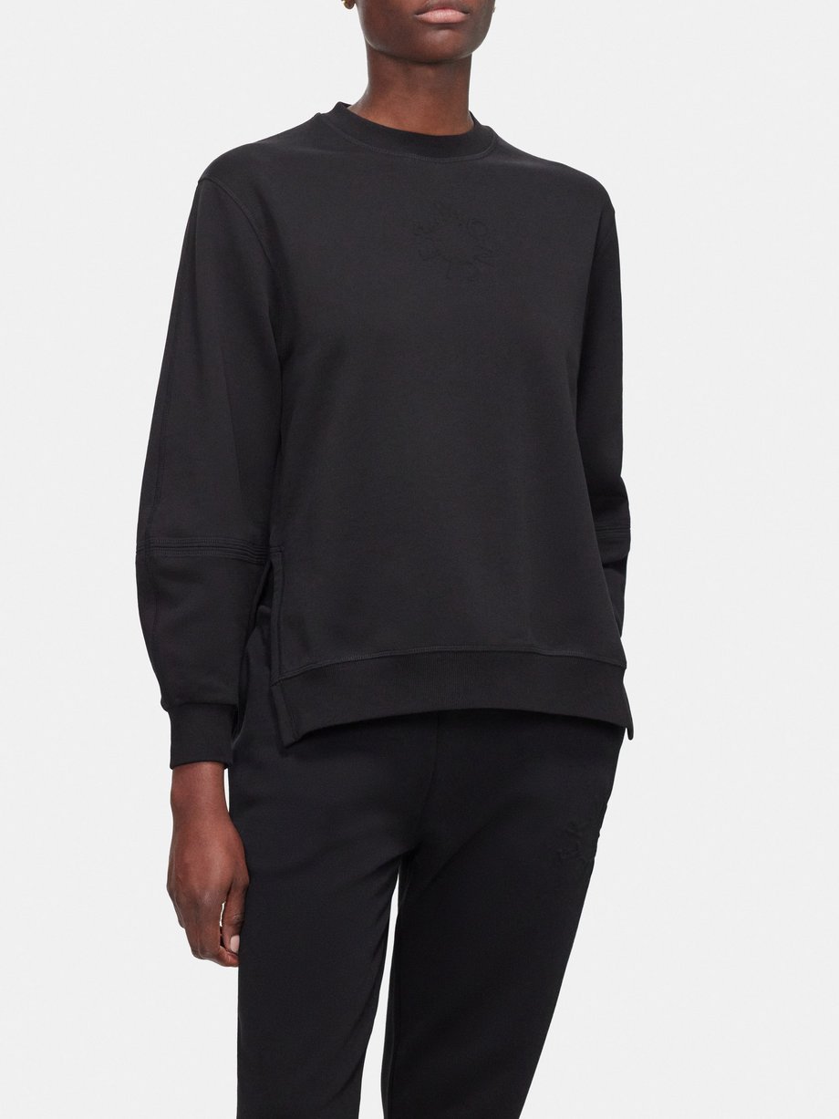 Black Slit-hem cotton-fleece sweatshirt | Moncler | MATCHES UK