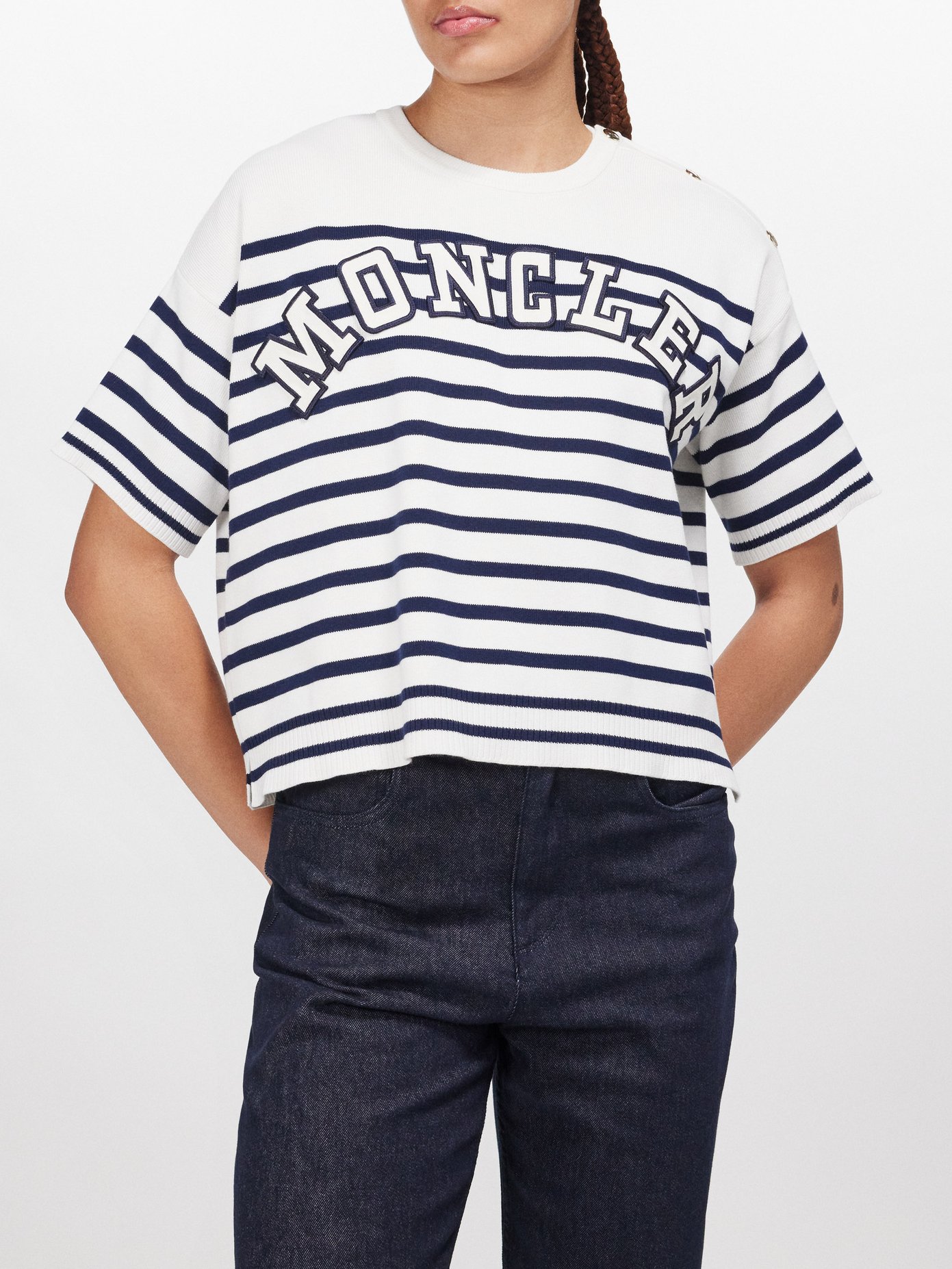 몽클레어 Moncler Breton striped cotton T-shirt,White