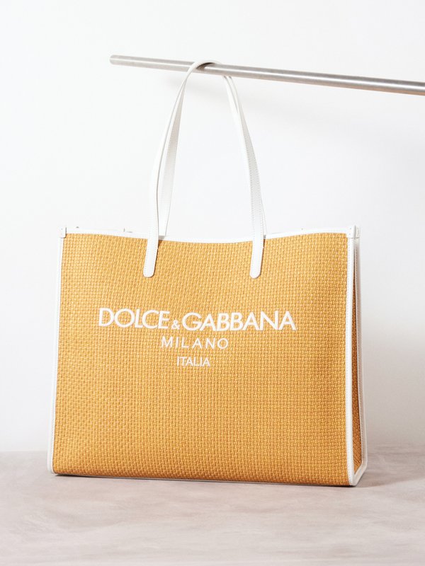 Dolce & Gabbana Logo-embroidered faux-raffia tote bag